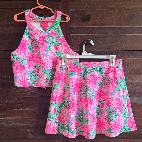 Lilly Pulitzer Other - Lilly Pulitzer Pink Floral Kids Skirt Set